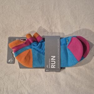 Darn Tough Merino Wool Blend No-Show Socks - Blue/Pink/Orange - Large